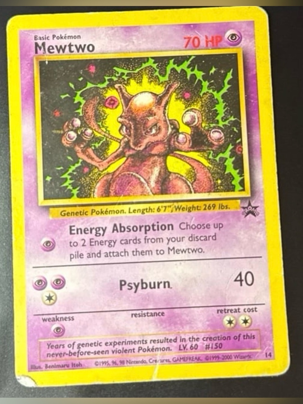 Mewtwo #14 Black Star Promo Movie 2000 Non-HoloFoil WOTC Rare moderately played